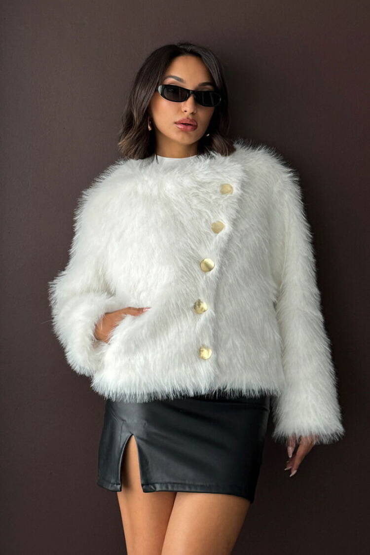 Elegant White Fur Jacket - Brand: Topshow - Women & Kids, Baby Clothes Wholesale - Globality Store