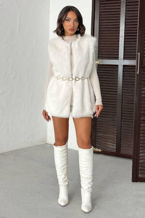 White Elegant Glam Sleeveless Jacket - Brand: Topshow - Women & Kids, Baby Clothes Wholesale - Globality Store