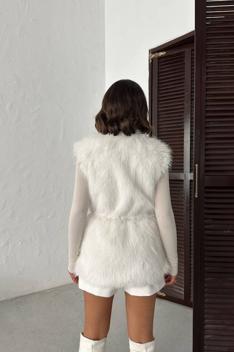 White Elegant Glam Sleeveless Jacket