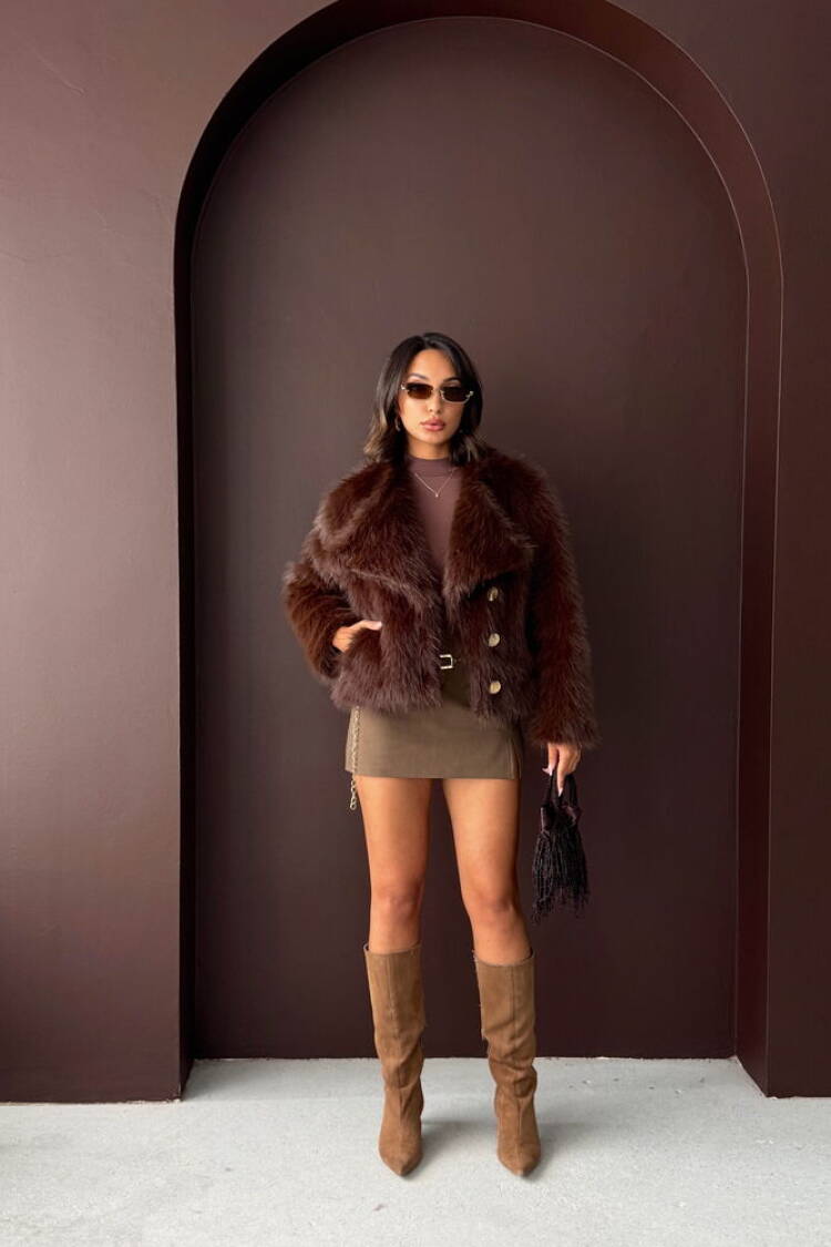 Fur Jacket With Notched Collar