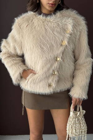 Beige Fur Jacket - Brand: Topshow - Women & Kids, Baby Clothes Wholesale - Globality Store