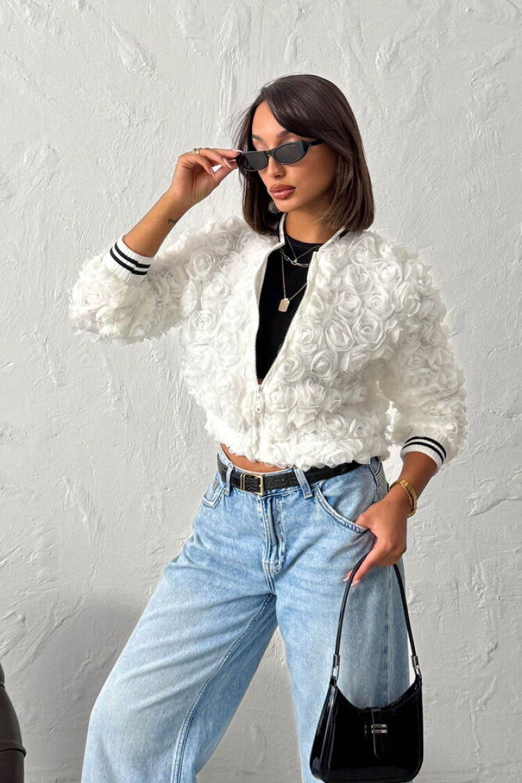 White Bomber Jacket - Brand: Topshow - Women & Kids, Baby Clothes Wholesale - Globality Store