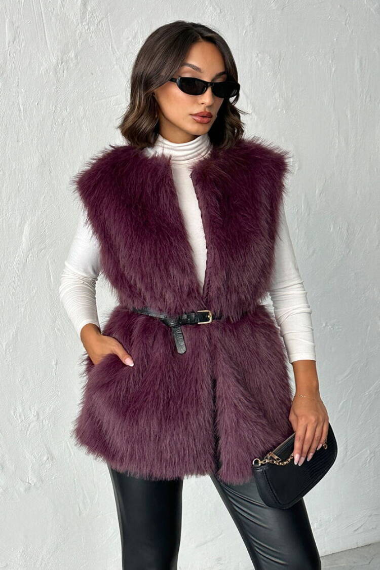 Claret Red Elegant Glam Sleeveless Tie Jacket - Brand: Topshow - Women & Kids, Baby Clothes Wholesale - Globality Store