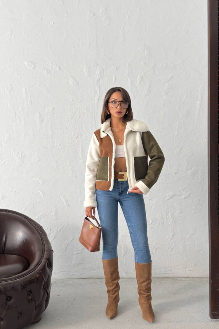 Brown Shacket Jacket With Zip Up Closure