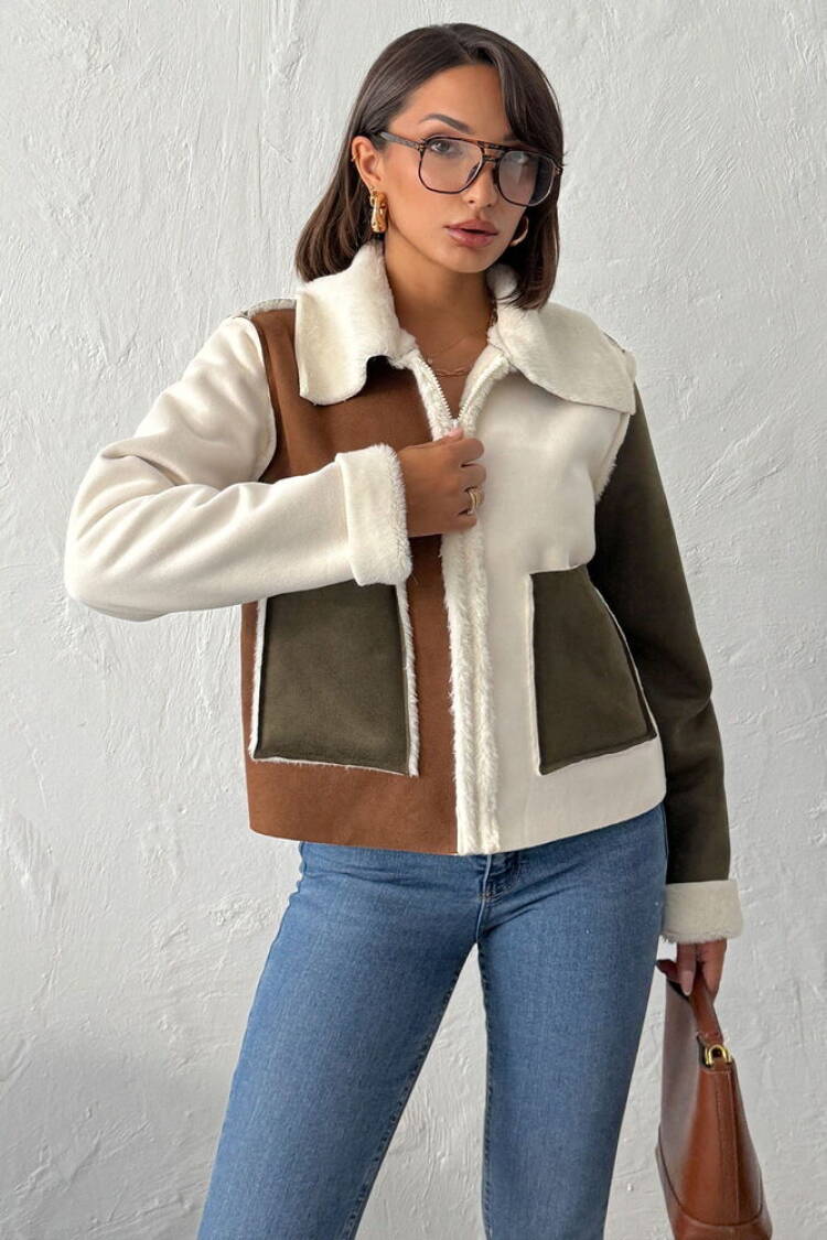 Brown Shacket Jacket With Zip Up Closure - Brand: Topshow - Women & Kids, Baby Clothes Wholesale - Globality Store