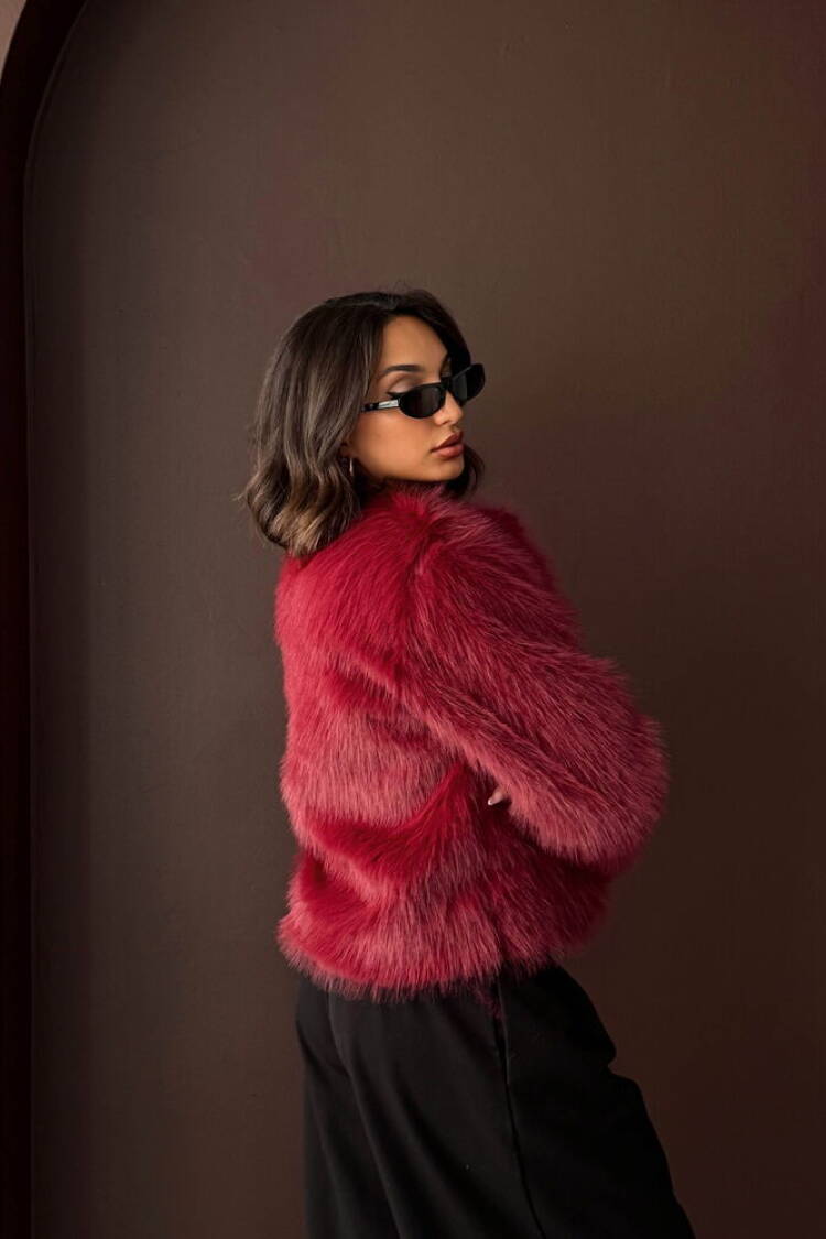 Fur Elegant Buttoned Long Sleeve Jacket