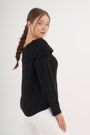 Sweater With Sequined Off Shoulder Neck - Brand: Lustrin - Women & Kids, Baby Clothes Wholesale - Globality Store