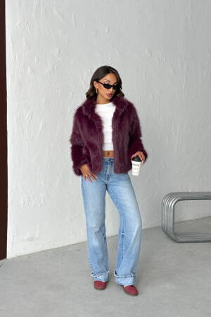 Purple Fur Jacket With Notched Collar - Brand: Topshow - Women & Kids, Baby Clothes Wholesale - Globality Store