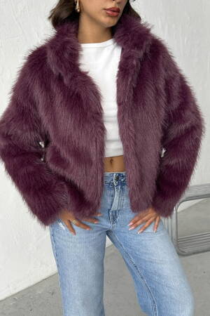 Purple Fur Jacket With Notched Collar - Brand: Topshow - Women & Kids, Baby Clothes Wholesale - Globality Store