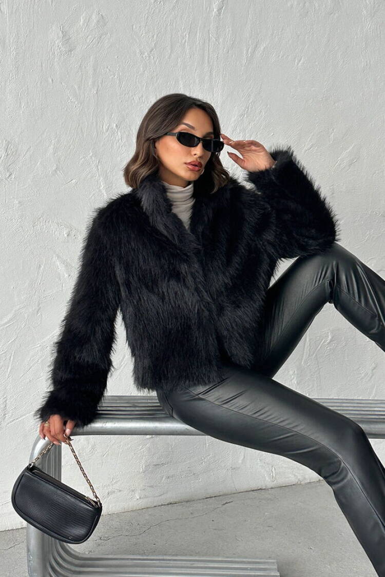 Fur Jacket With Notched Collar - Brand: Topshow - Women & Kids, Baby Clothes Wholesale - Globality Store