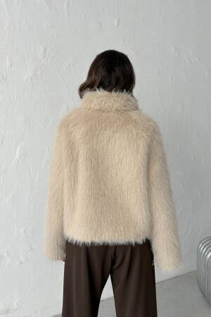 Beige Fur Crop Jacket With Notched Collar - Elegant & Glam - Brand: Topshow - Women & Kids, Baby Clothes Wholesale - Globality Store