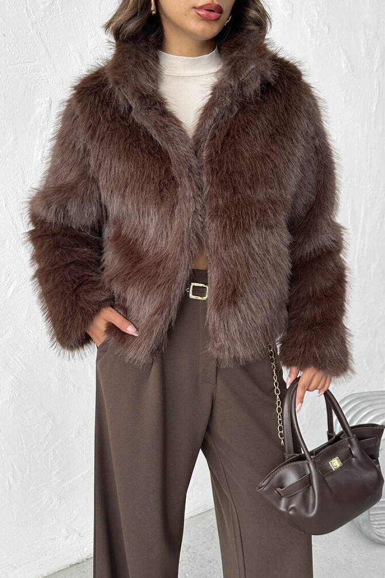 Fur Elegant Buttoned Jacket