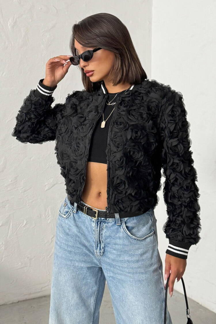 Bomber Jacket With Floral Pattern - Brand: Topshow - Women & Kids, Baby Clothes Wholesale - Globality Store