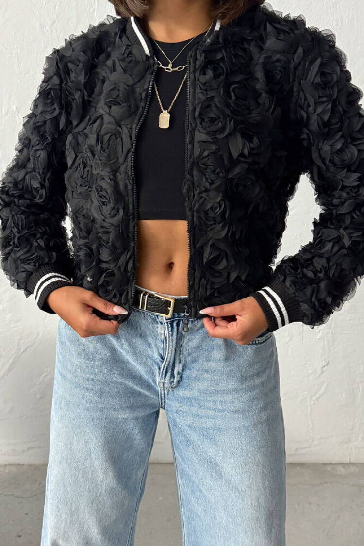 Bomber Jacket With Floral Pattern