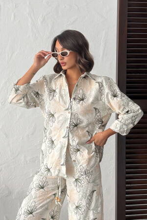 White Floral Buttoned Shirt With Notched Neck - Brand: Topshow - Women & Kids, Baby Clothes Wholesale - Globality Store