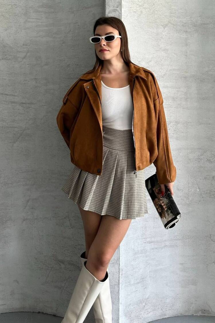 Bomber Jacket With Zip Up Closure