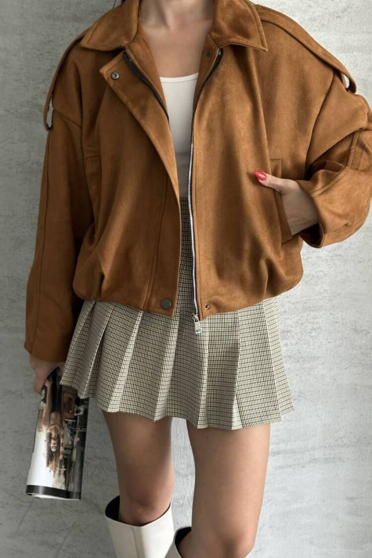 Bomber Jacket With Zip Up Closure