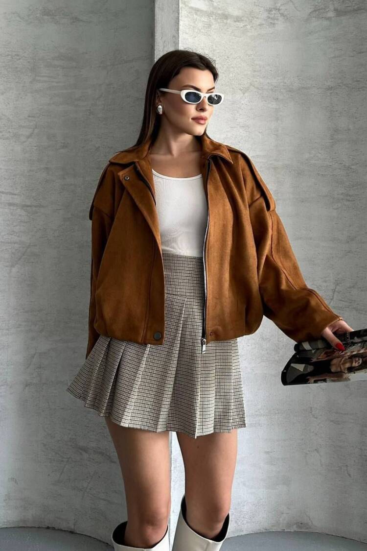 Bomber Jacket With Zip Up Closure