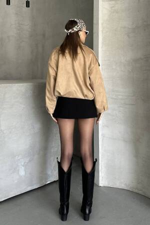 Beige Bomber Jacket Oversized Zip Up Crop - Brand: My Jest Fashion - Women & Kids, Baby Clothes Wholesale - Globality Store