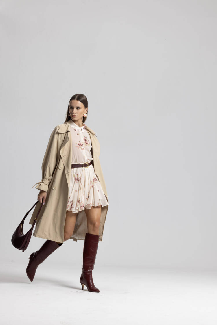 Beige Trenchcoat Elegant Single-Breasted Wrapover