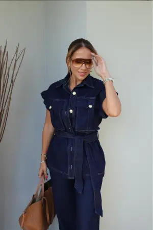 Navy Blue Casual Overshirt Jacket - Brand: Cream Rouge - Women & Kids, Baby Clothes Wholesale - Globality Store