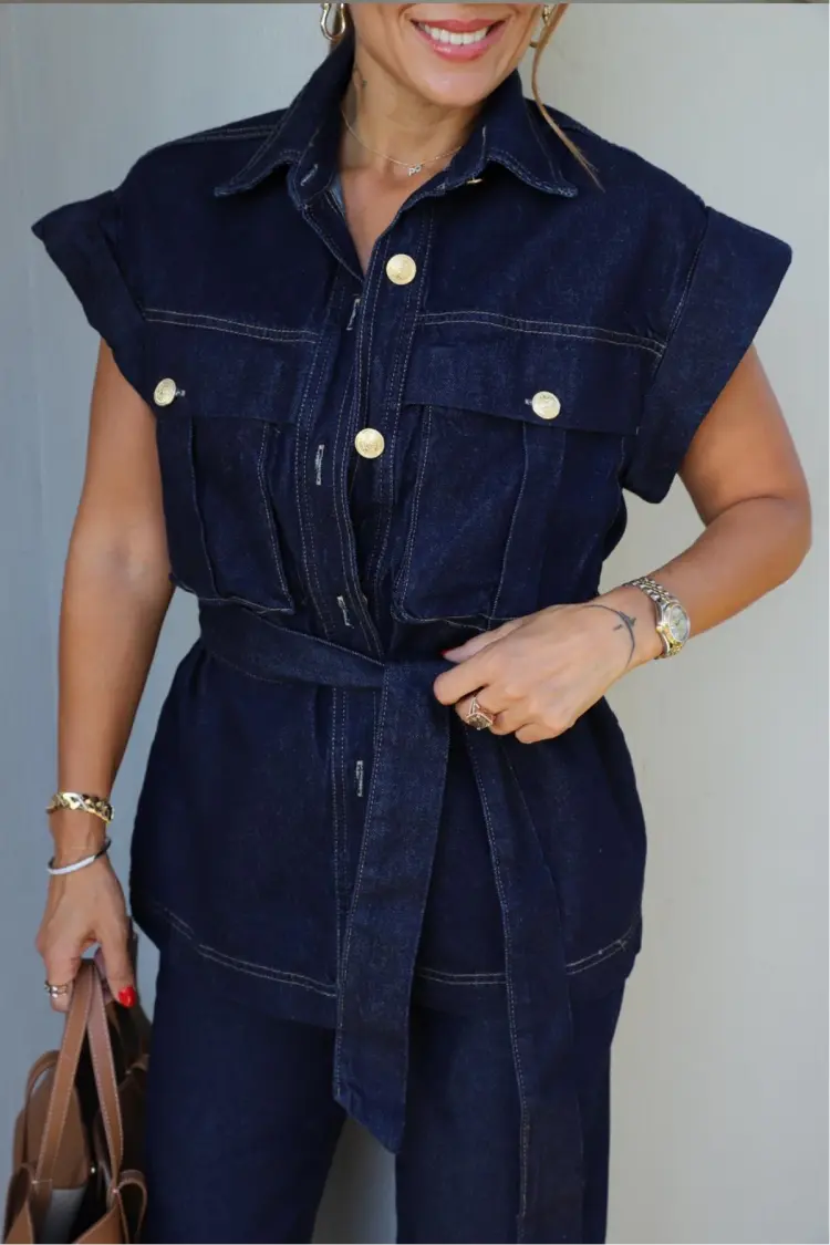 Navy Blue Casual Overshirt Jacket