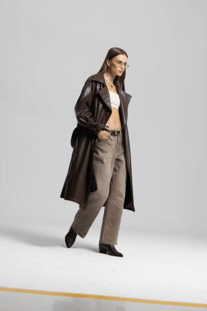 Brown Trenchcoat - Casual Elegant Glam Wrapover - Brand: Cream Rouge - Women & Kids, Baby Clothes Wholesale - Globality Store