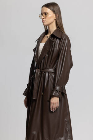 Brown Trenchcoat - Casual Elegant Glam Wrapover - Brand: Cream Rouge - Women & Kids, Baby Clothes Wholesale - Globality Store