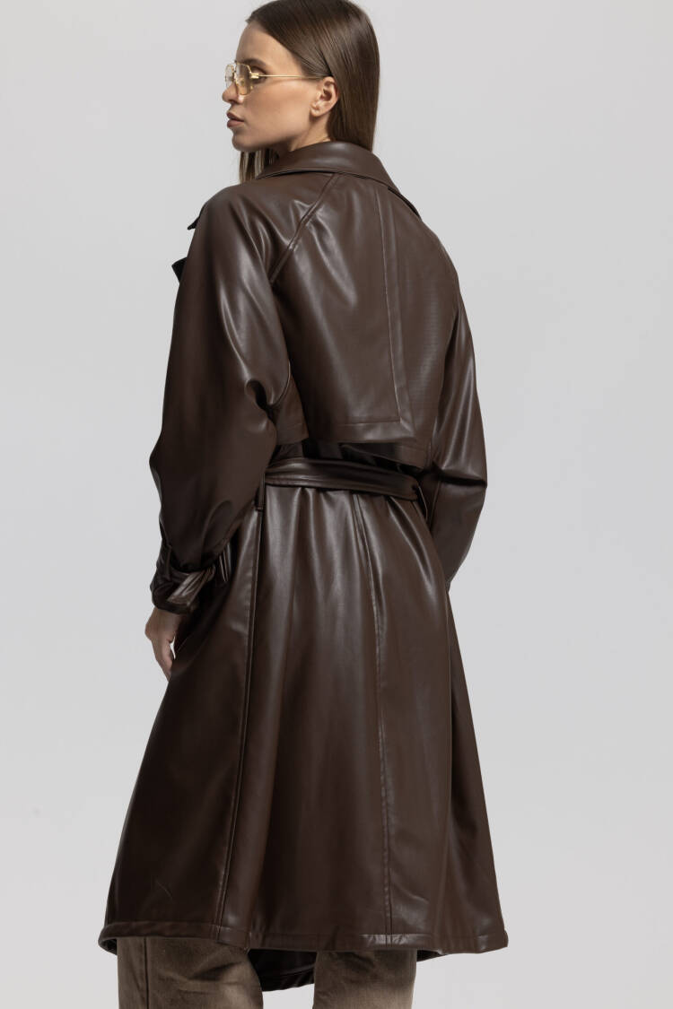 Brown Trenchcoat - Casual Elegant Glam Wrapover