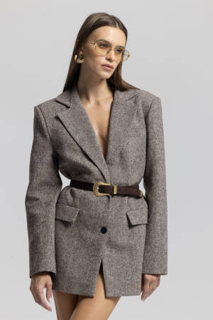 Brown Elegant Single-Breasted Blazer Jacket - Brand: Cream Rouge - Women & Kids, Baby Clothes Wholesale - Globality Store