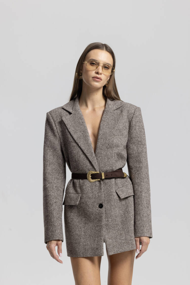 Brown Elegant Single-Breasted Blazer Jacket