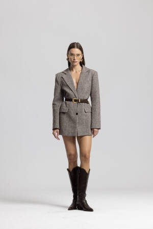 Brown Elegant Single-Breasted Blazer Jacket - Brand: Cream Rouge - Women & Kids, Baby Clothes Wholesale - Globality Store