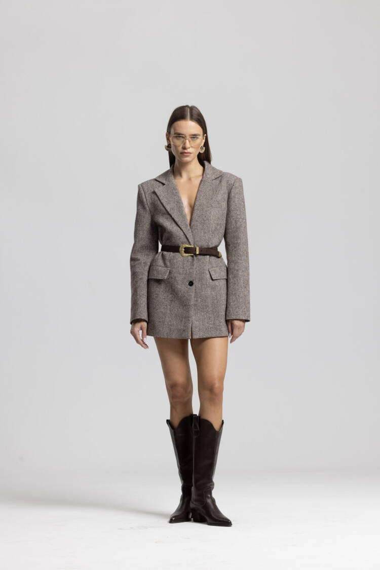 Brown Elegant Single-Breasted Blazer Jacket