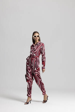 Red Retro Marble Shirt Jumpsuit - Brand: Cream Rouge - Women & Kids, Baby Clothes Wholesale - Globality Store