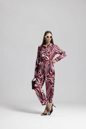 Red Retro Marble Shirt Jumpsuit - Brand: Cream Rouge - Women & Kids, Baby Clothes Wholesale - Globality Store