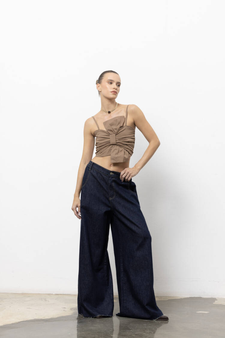 Blue Retro Casual Streetwear Palazzo Pants - Brand: Cream Rouge - Women & Kids, Baby Clothes Wholesale - Globality Store