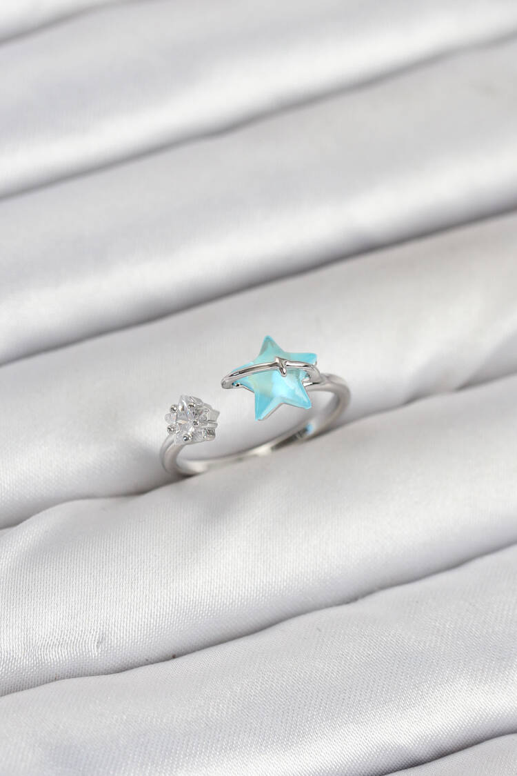 Brass Silver Color Blue Starry Model Women Ring - Brand: Ebijuteri - Women & Kids, Baby Clothes Wholesale - Globality Store