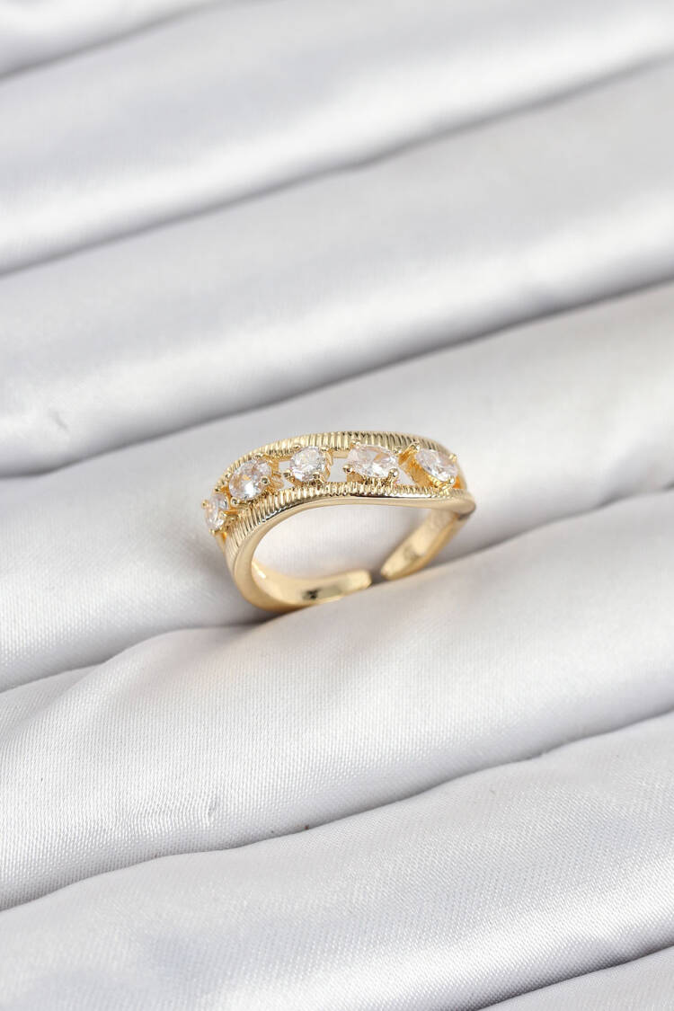 Brass Gold Color Zircon Stone Women's Ring - Brand: Ebijuteri - Women & Kids, Baby Clothes Wholesale - Globality Store