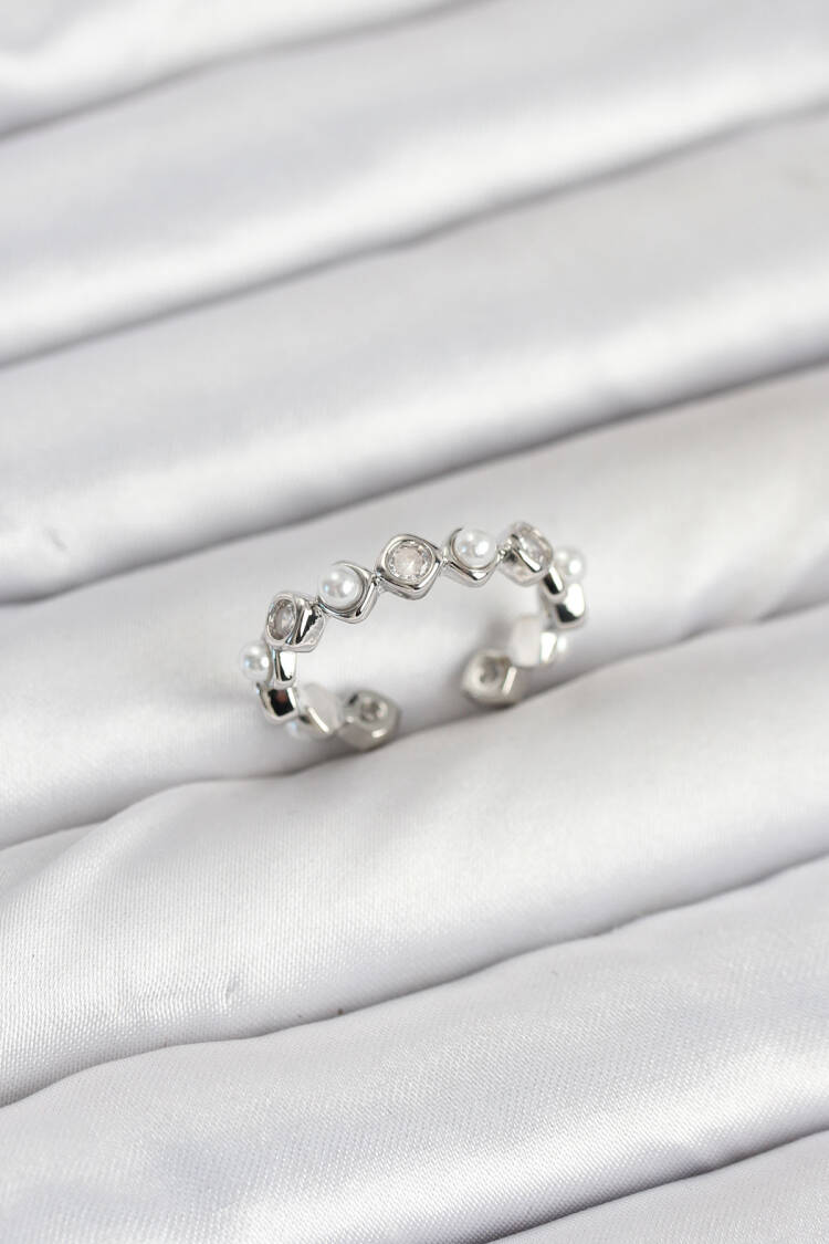 Brass Silver Color Zircon Stone Pearl Women's Ring - Brand: Ebijuteri - Women & Kids, Baby Clothes Wholesale - Globality Store