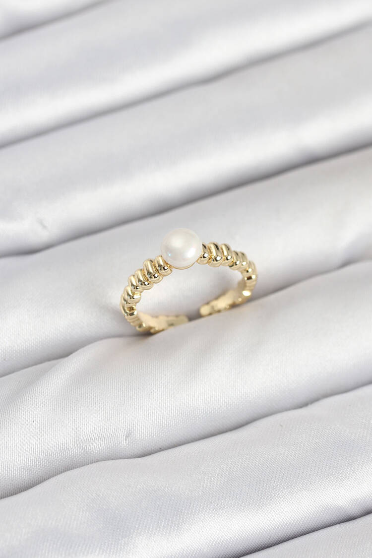 Brass Gold Color Belly Pearl Pattern Women Ring - Brand: Ebijuteri - Women & Kids, Baby Clothes Wholesale - Globality Store