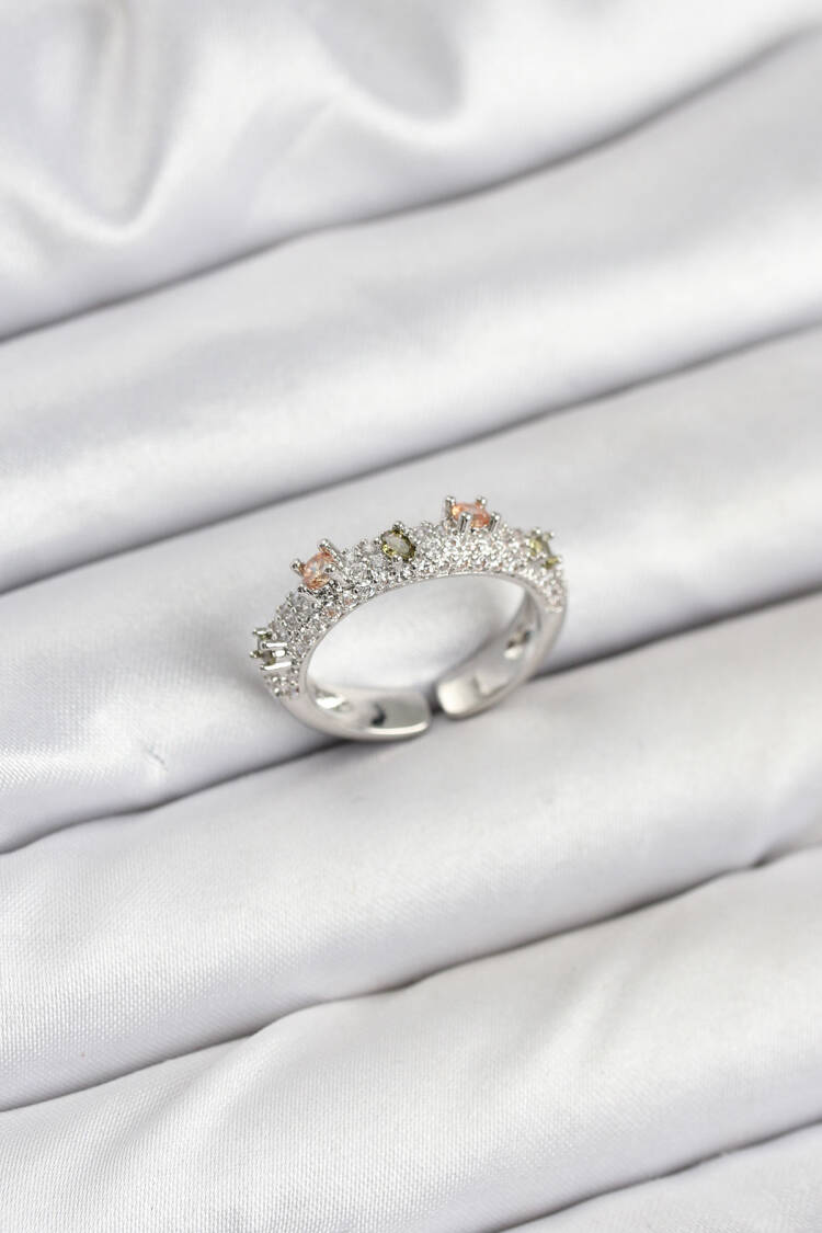 Vintage Women's Ring With Brass Silver Color Zircon Stone - Brand: Ebijuteri - Women & Kids, Baby Clothes Wholesale - Globality Store