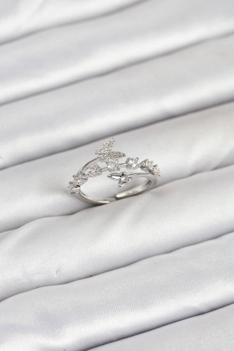 Brass Silver Color Zircon Stone Butterfly Model Women Ring - Brand: Ebijuteri - Women & Kids, Baby Clothes Wholesale - Globality Store