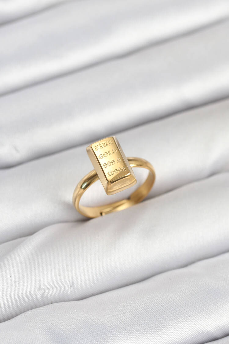 Brass Gold Color Ingot Gold Pattern Women Ring - Brand: Ebijuteri - Women & Kids, Baby Clothes Wholesale - Globality Store