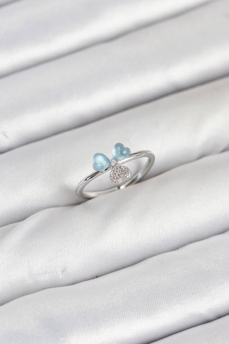 Brass Silver Color Clover Pattern Women Ring - Brand: Ebijuteri - Women & Kids, Baby Clothes Wholesale - Globality Store