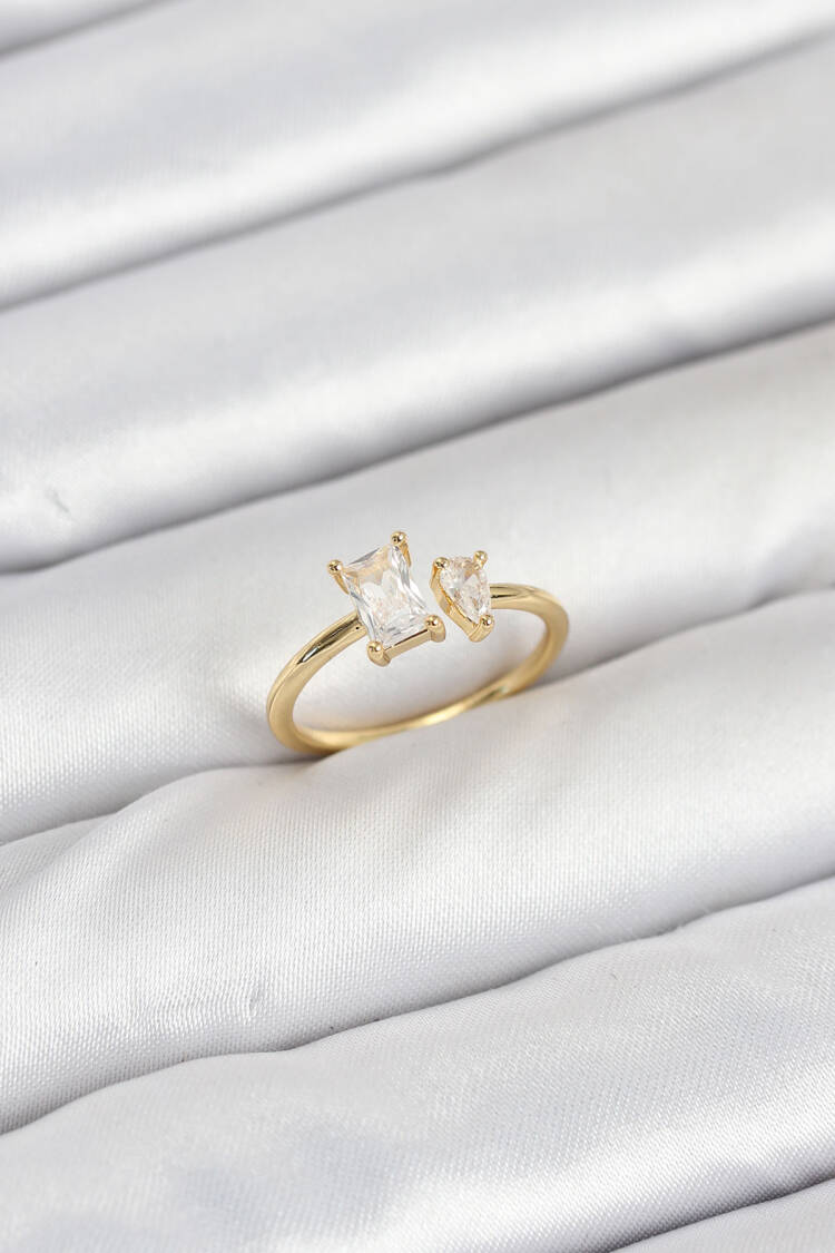 Brass Gold Color Zircon Stone Women's Ring - Brand: Ebijuteri - Women & Kids, Baby Clothes Wholesale - Globality Store
