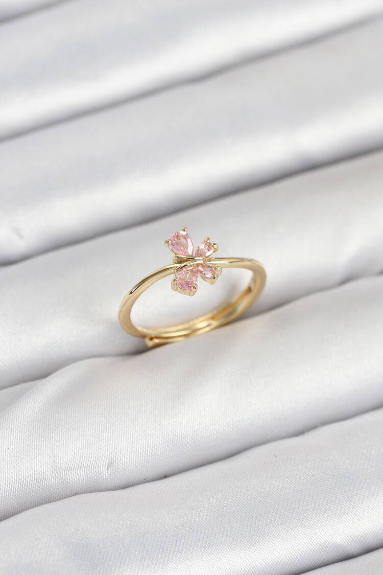 Brass Gold Color Pink Butterfly Women's Ring - Brand: Ebijuteri - Women & Kids, Baby Clothes Wholesale - Globality Store