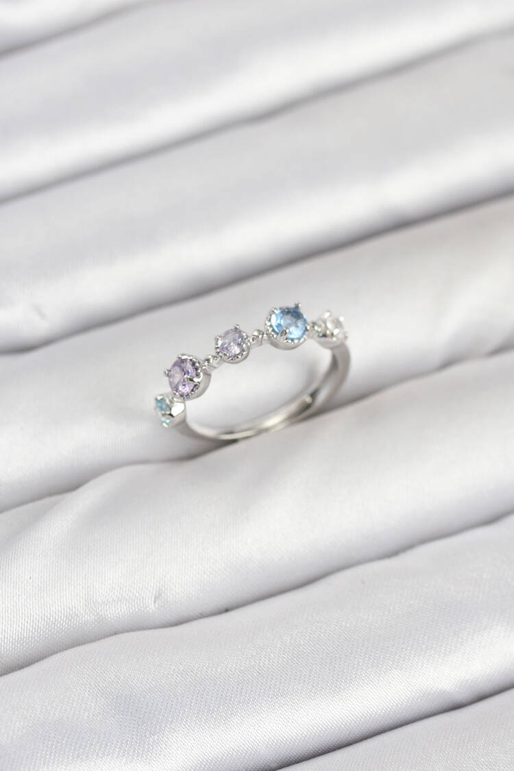 Brass Silver Color Colorful Zircon Stone Women Ring - Brand: Ebijuteri - Women & Kids, Baby Clothes Wholesale - Globality Store