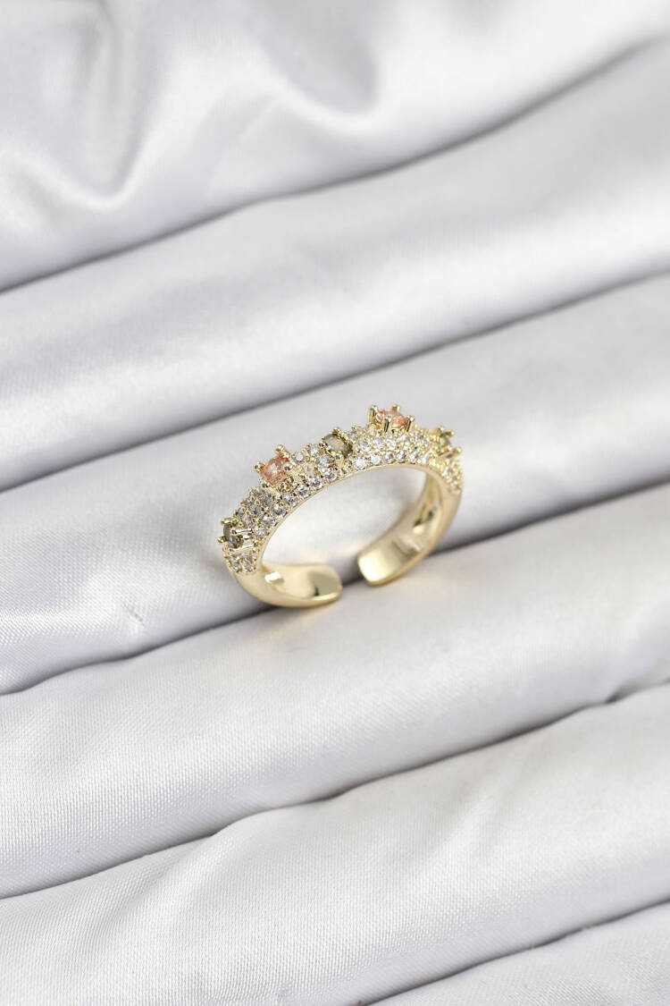 Vintage Women's Ring With Brass Gold Color Zircon Stone - Brand: Ebijuteri - Women & Kids, Baby Clothes Wholesale - Globality Store