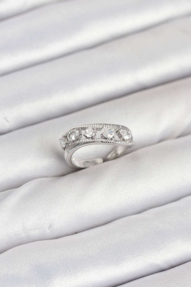 Brass Silver Color Zircon Stone Women's Ring - Brand: Ebijuteri - Women & Kids, Baby Clothes Wholesale - Globality Store