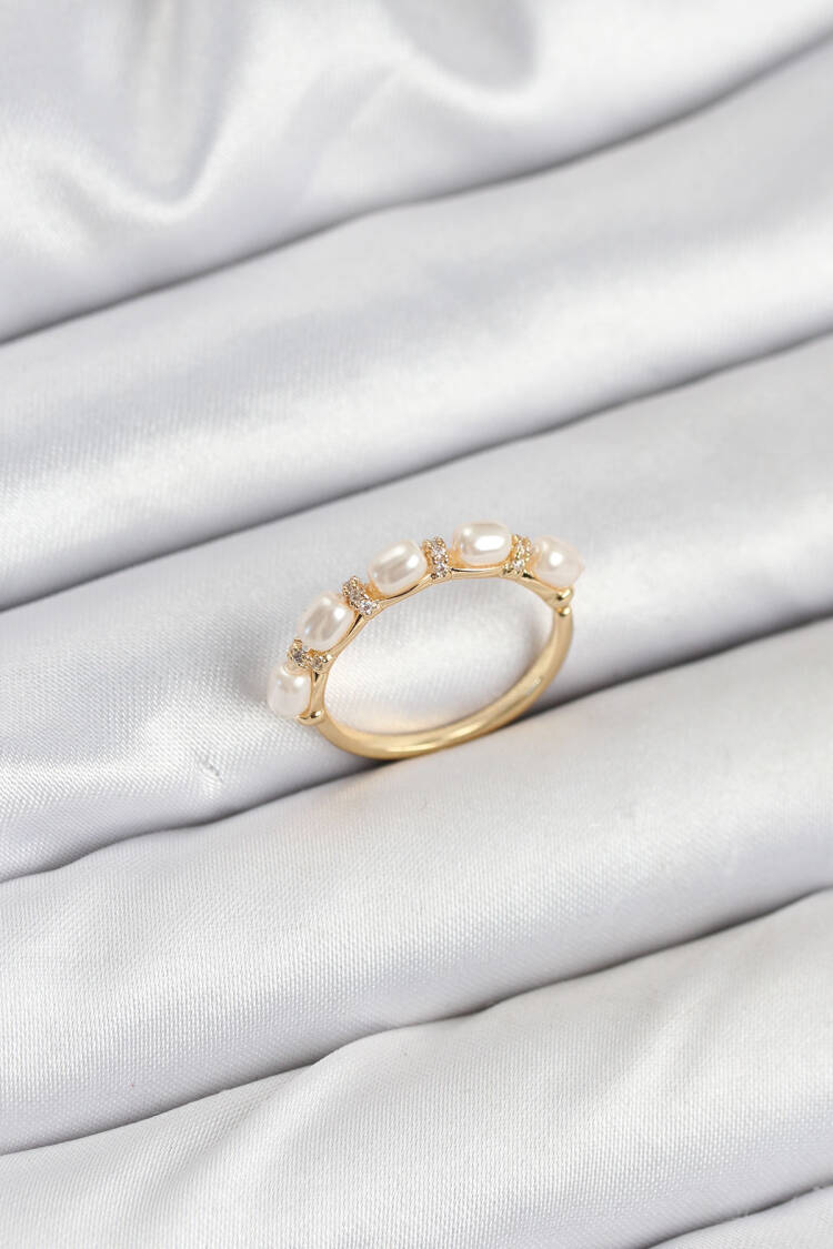 Brass Gold Color Sequined Pearl Women's Ring - Brand: Ebijuteri - Women & Kids, Baby Clothes Wholesale - Globality Store
